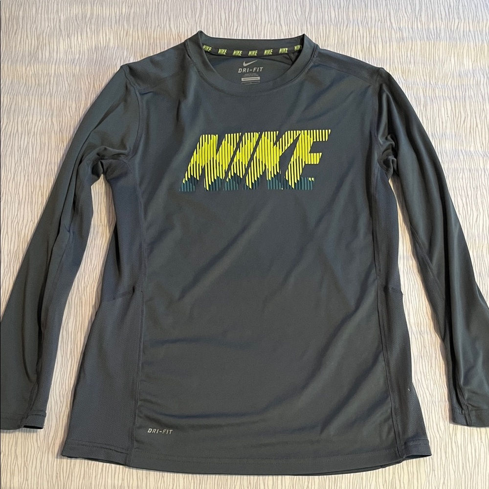 Nike Dri-FIT Dark Gray Shirt with Yellow Logo